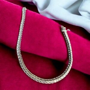 Charles Winston Asscher Cut 8.62ctw 925 Silver Tennis Bracelet